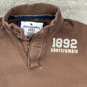 VTG Abercrombie Henley Pullover Youth XL Brown 1892 Embroidered Mock Neck Preppy